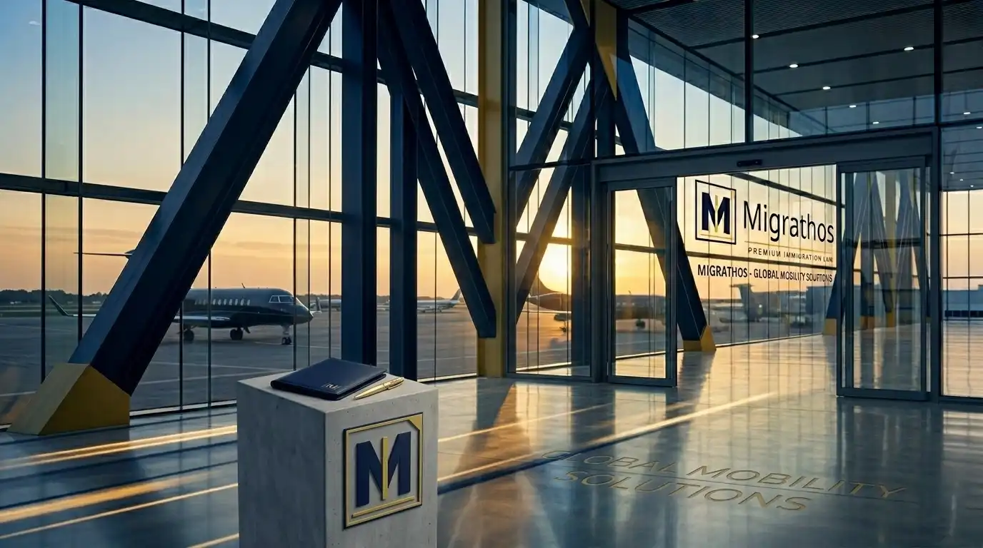 Premium aviation terminal at sunset